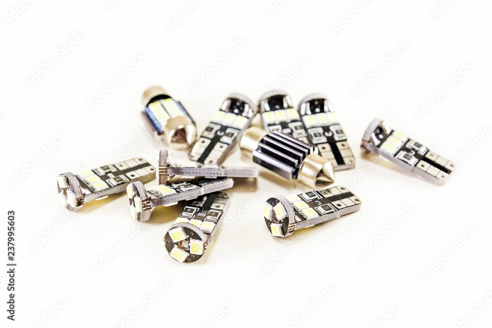 Led lights isolated on white background