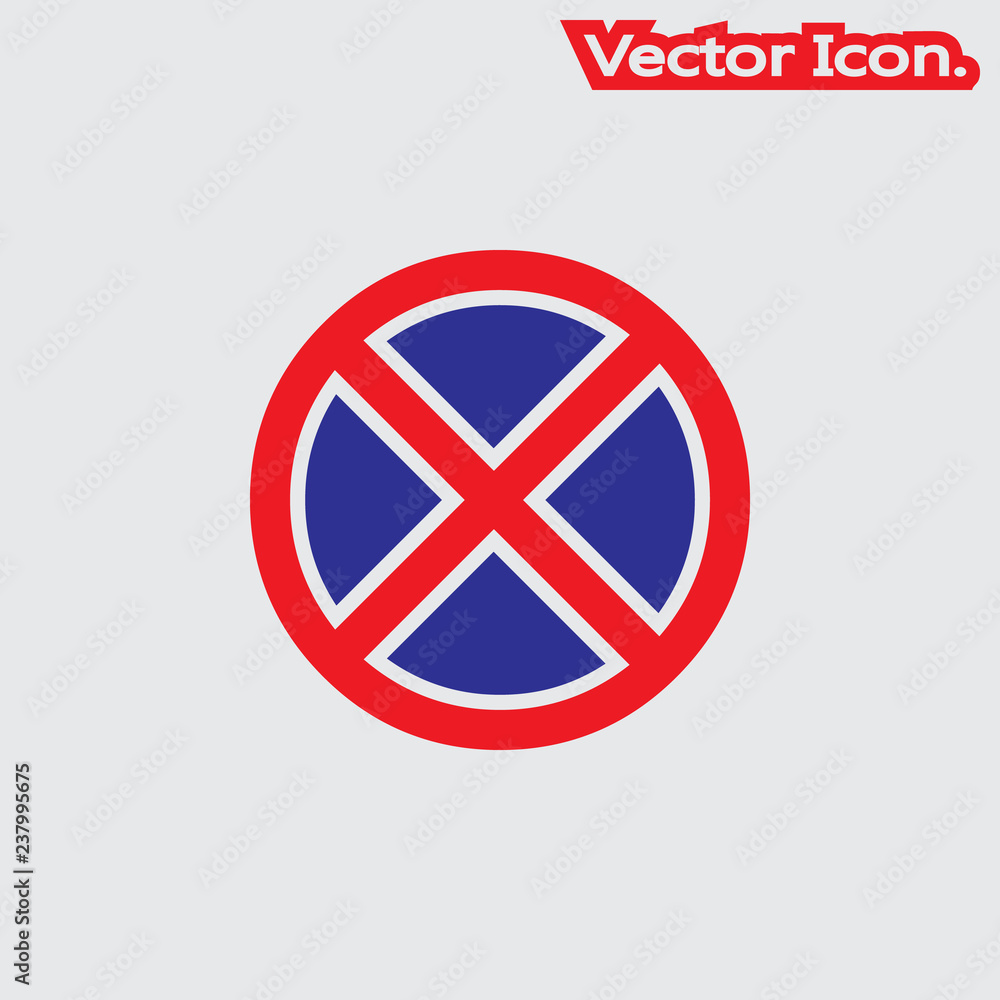 Prohibitory sign. No stopping and parking. icon isolated sign symbol and flat style for app, web and digital design. Vector illustration. Prohibitory sign. No stopping and parking. icon isolated sign symbol and flat style for app, web and digital design. Vector illustration.