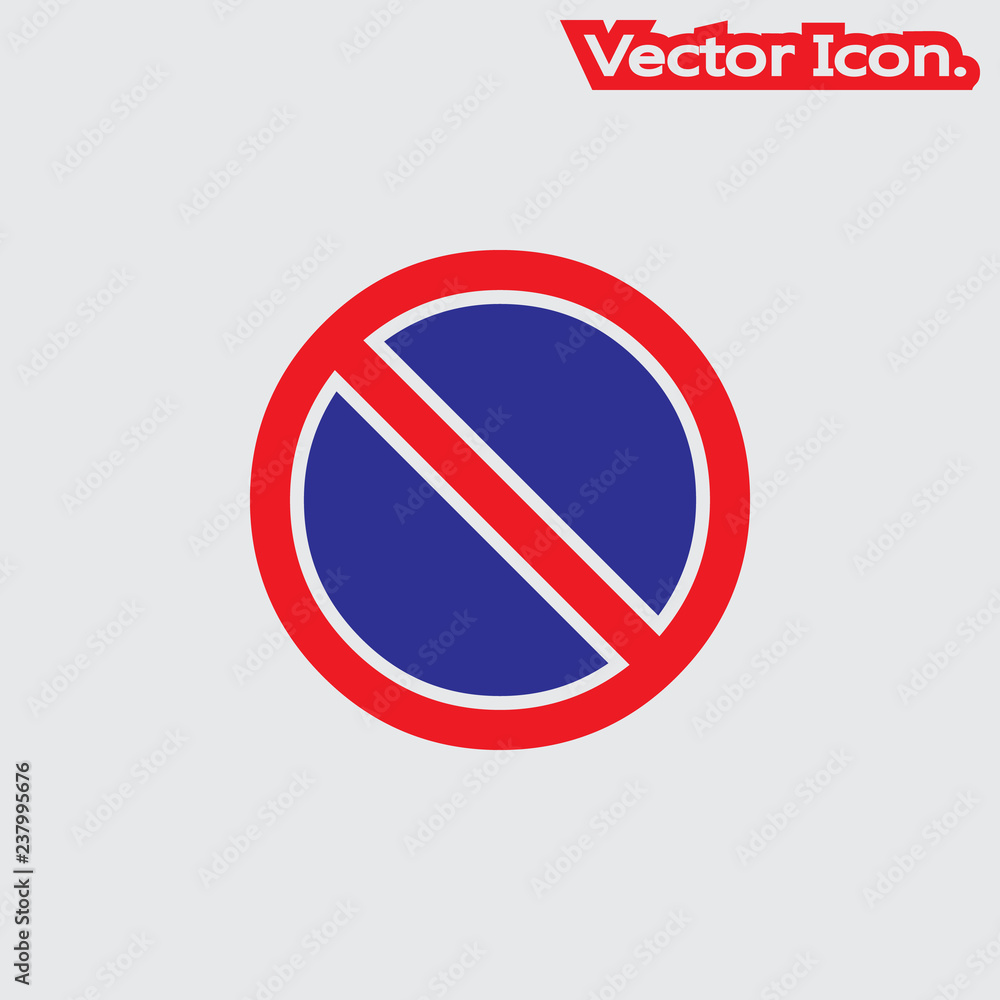 Prohibitory sign. No stopping and parking. icon isolated sign symbol and flat style for app, web and digital design. Vector illustration. Prohibitory sign. No stopping and parking. icon isolated sign symbol and flat style for app, web and digital design. Vector illustration.