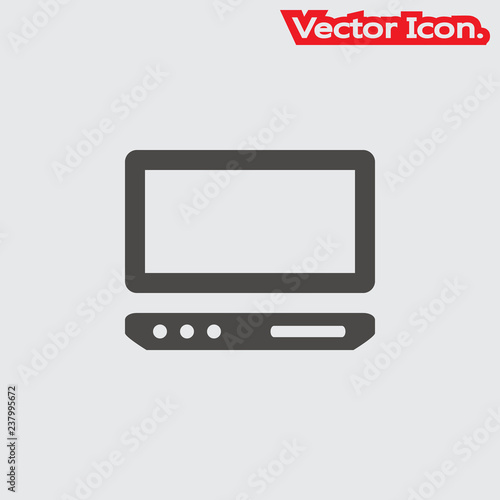 Old laptop icon isolated sign symbol and flat style for app, web and digital design. Vector illustration.