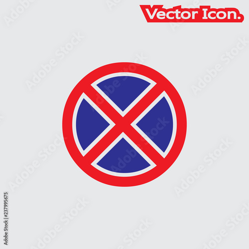 Prohibitory sign. No stopping and parking. icon isolated sign symbol and flat style for app, web and digital design. Vector illustration. Free Download Prohibitory sign. No stopping and parking. icon isolated sign symbol and flat style for app, web and digital design. Vector illustration. - GFXLoad