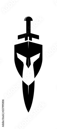 Gladiator Sword Helmet Warrior Logo Icon Vector