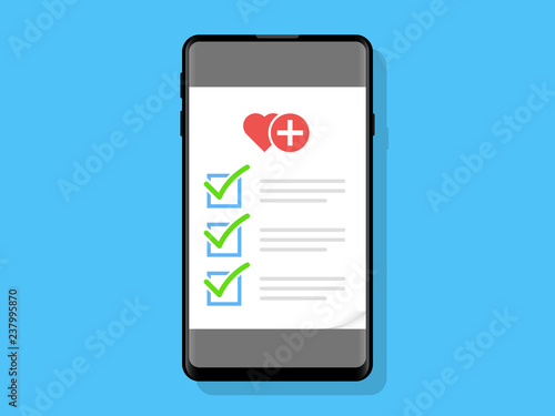 Medical Checklist online on Mobile Phone Vector Illustration