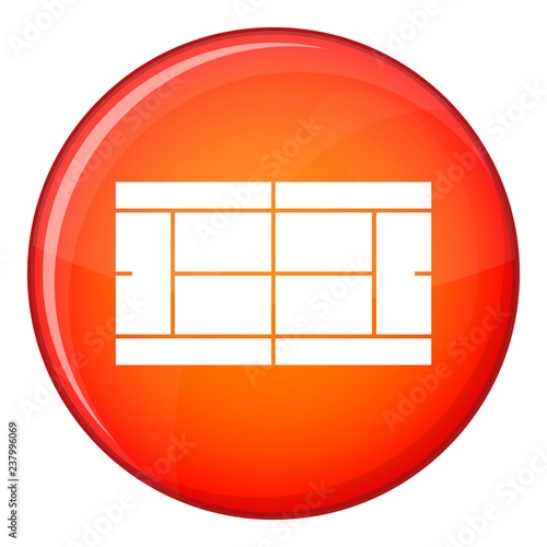 Tennis court icon in red circle isolated on white background vector illustration