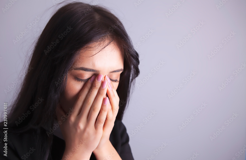 businesswoman head holding depression businesswoman head holding depression