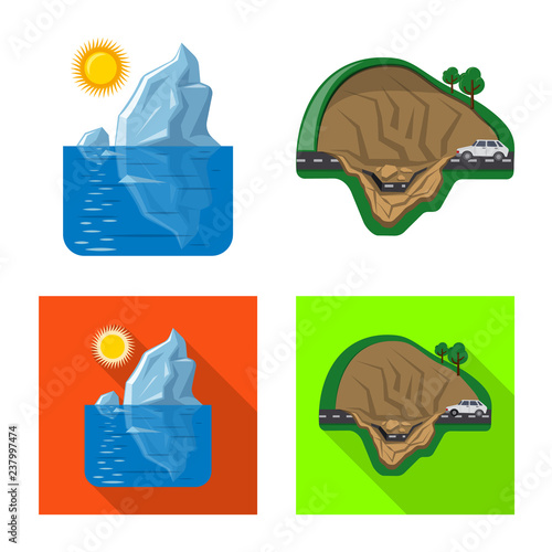 Isolated object of natural and disaster logo. Set of natural and risk stock vector illustration.