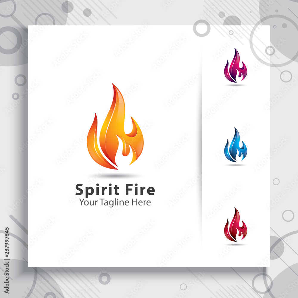 3d Spirit fire vector logo design with modern and stylish colorful concept, abstract illustration flame for digital creative template. 3d Spirit fire vector logo design with modern and stylish colorful concept, abstract illustration flame for digital creative template.