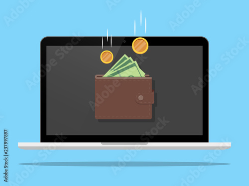 Online income money in electronic wallet vector illustration