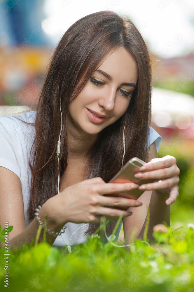 Attractive Brunette Female in Park Outdoors. Attractive Brunette Female in Park Outdoors.