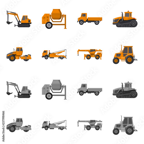 Isolated object of build and construction symbol. Collection of build and machinery stock vector illustration.