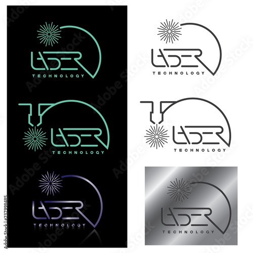  Iliumustration consisting of two CNC machine images in the form of a symbol or logo. Laser cutting, engraving.