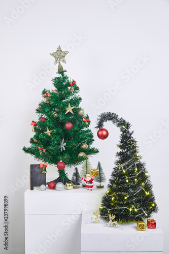 Christmas Tree Concept Interior Room with Decoration on White Background.