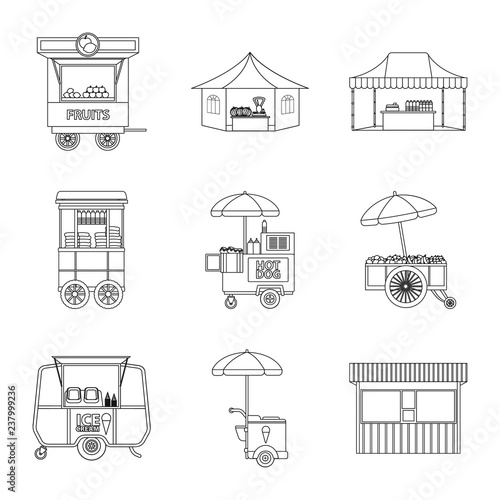 Isolated object of market and exterior sign. Set of market and food vector icon for stock.