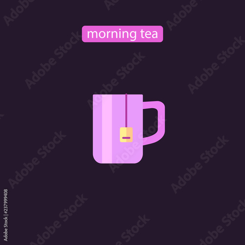 Cup flat icon. Tea time image.