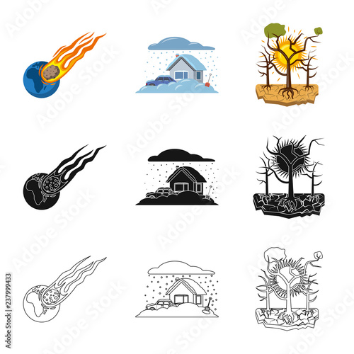 Vector illustration of natural and disaster sign. Collection of natural and risk stock symbol for web.