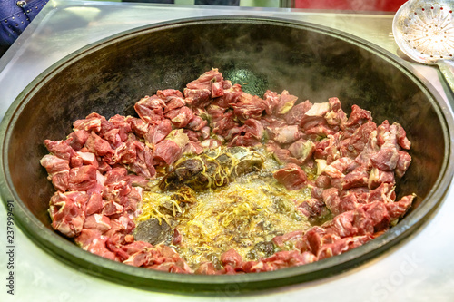 Pilaf is a Traditional dish from Central Asia, cooked from rice with lamb.
