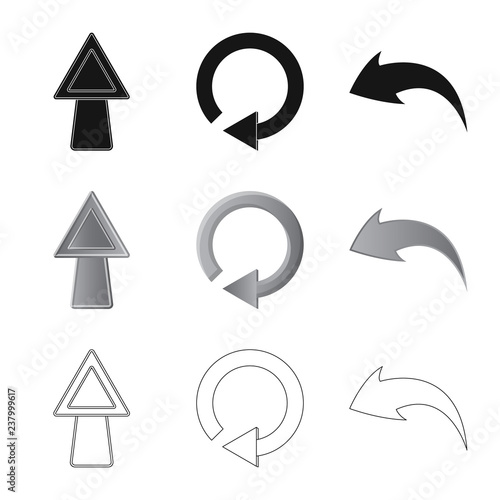 Vector design of element and arrow icon. Collection of element and direction vector icon for stock.
