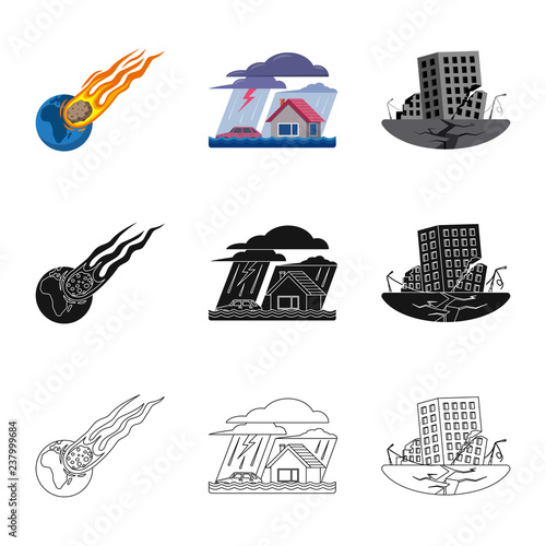 Vector design of natural and disaster icon. Set of natural and risk vector icon for stock.