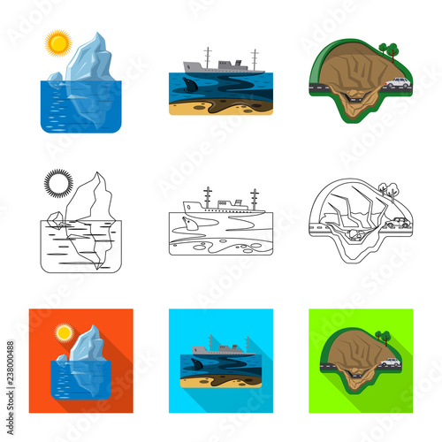 Vector design of natural and disaster logo. Set of natural and risk stock vector illustration.