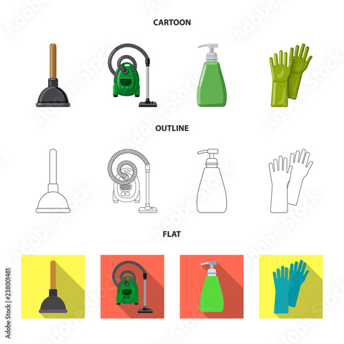 Vector illustration of cleaning and service sign. Collection of cleaning and household stock symbol for web.