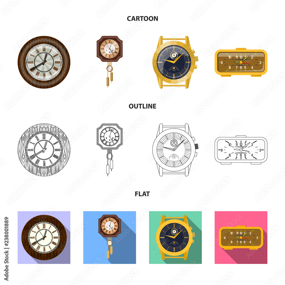 Naklejka premium Isolated object of clock and time icon. Set of clock and circle stock vector illustration.