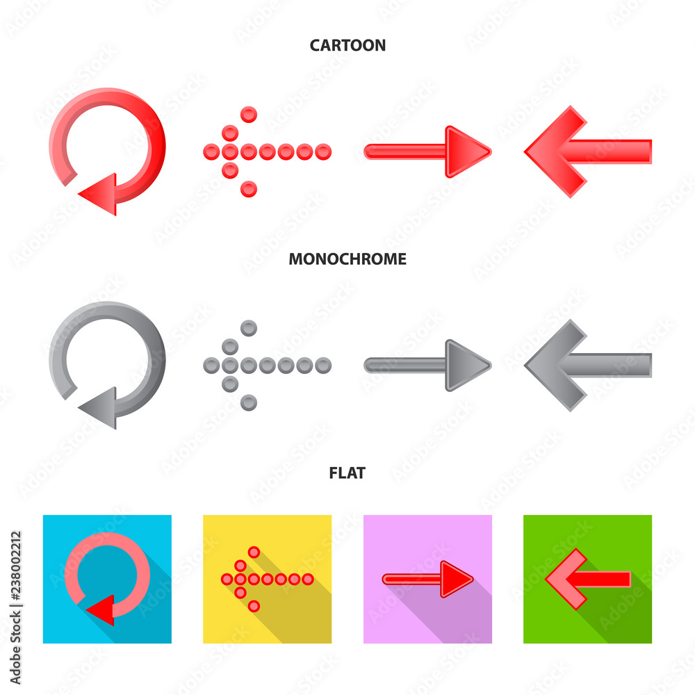 Vector design of element and arrow icon. Set of element and direction stock vector illustration. Vector design of element and arrow icon. Set of element and direction stock vector illustration.