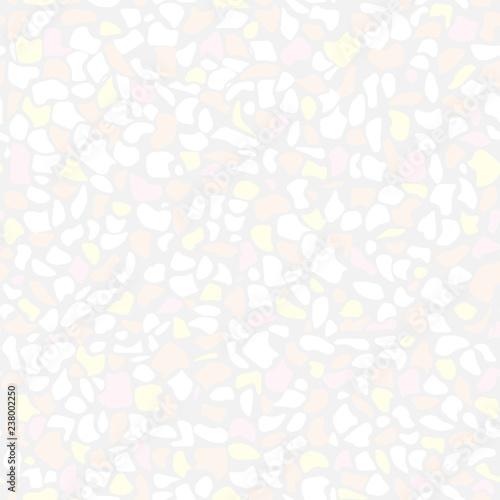 Wallpaper Mural Vector seamless terrazzo pattern. Marble mosaic flooring with natural stones, granite, concrete, quartz. Beige background, white, yellow, pink chips Torontodigital.ca