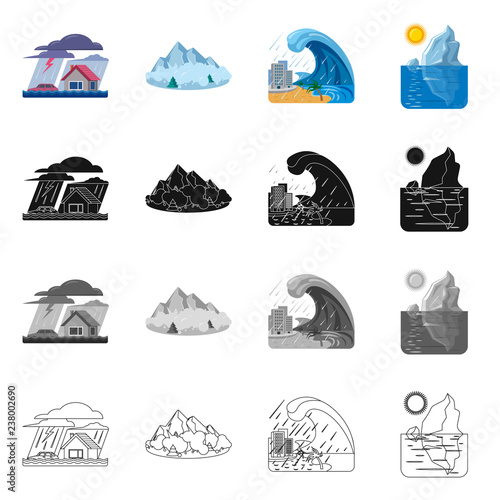 Vector design of natural and disaster icon. Collection of natural and risk stock vector illustration.