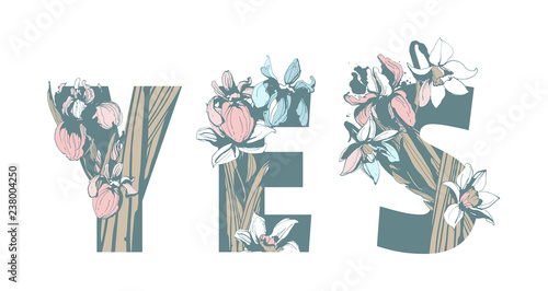 Lettering feminist sisterhood t-shirt print GRL PWR Girl Woman Power hand drawn floral pattern spring flowers.