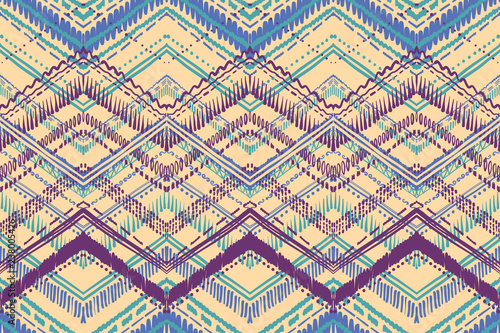 Abstract Ikat and boho style handcraft fabric pattern. Traditional Ethnic design for clothing and textile background, carpet or wallpaper