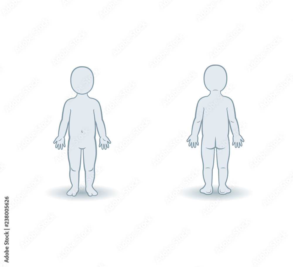 Vector silhouettes of toddler front and back view Vector silhouettes of toddler front and back view