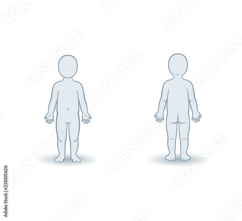 Vector silhouettes of toddler front and back view
