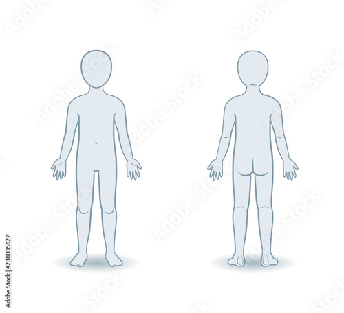 Vector silhouettes of child front and back view