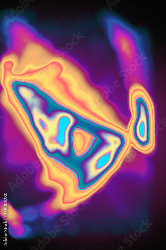 Fury Blazing Abstract with sparkling Colores. Abstract design generated by computer. Artful composition of sparkling blazing zones of different scorching colors and lines. Much room for text.