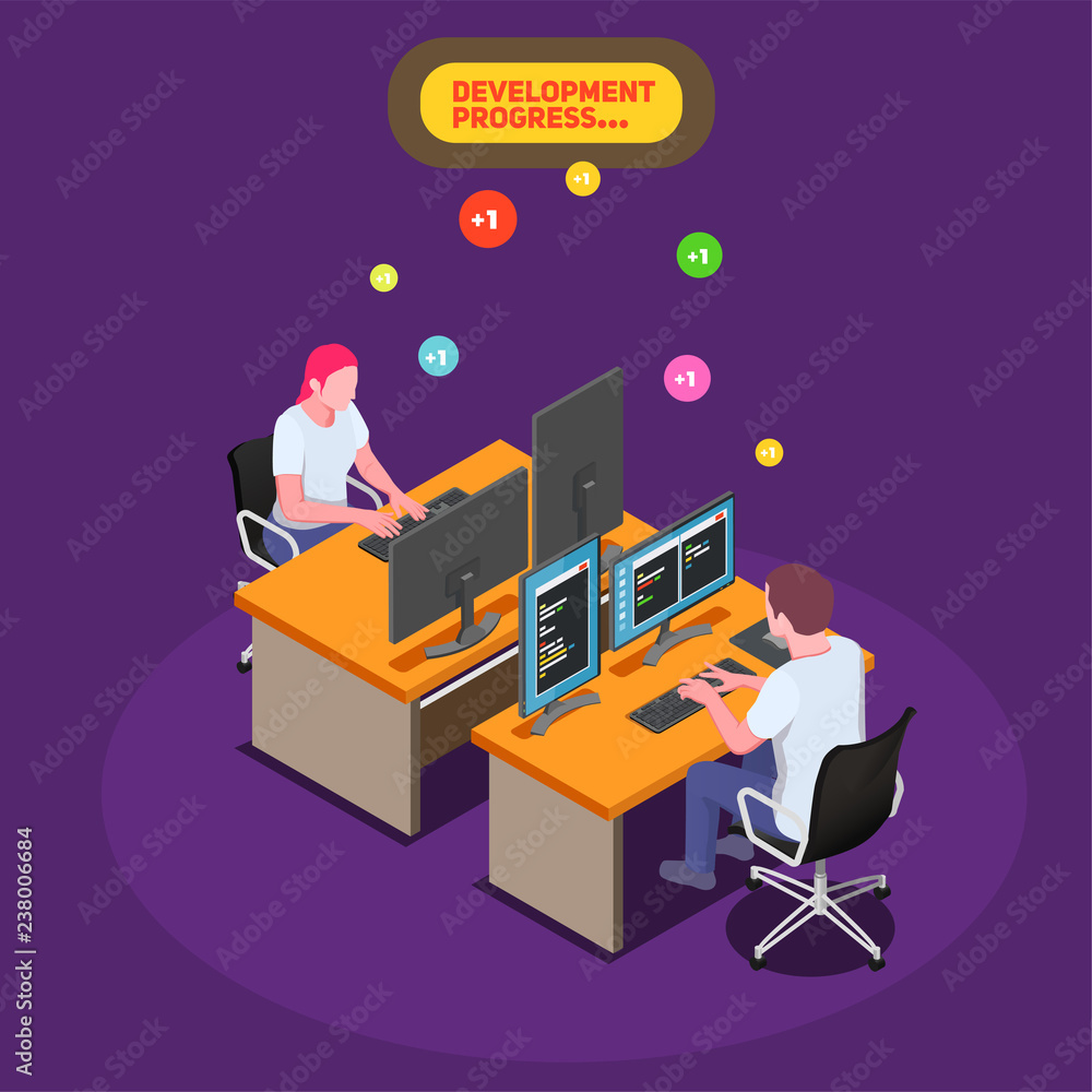 Obraz premium Game Development Isometric Background 