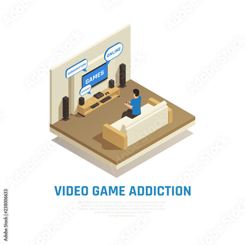 Isometric Videogame Addiction Background 