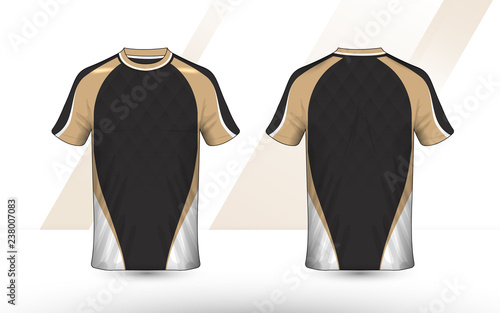 Gold, Black and white layout e-sport t-shirt design template