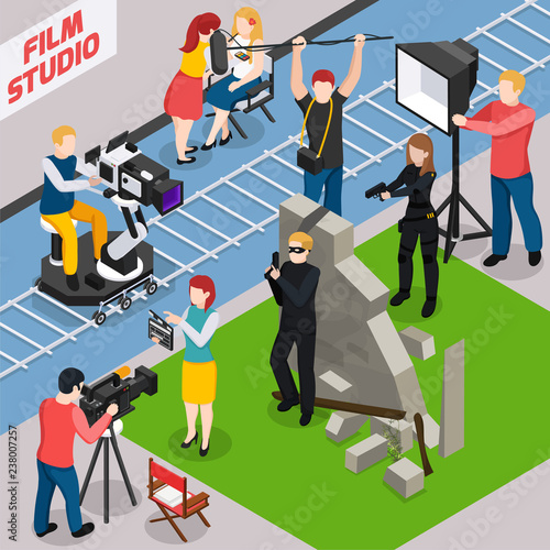 Film Studio Isometric Composition