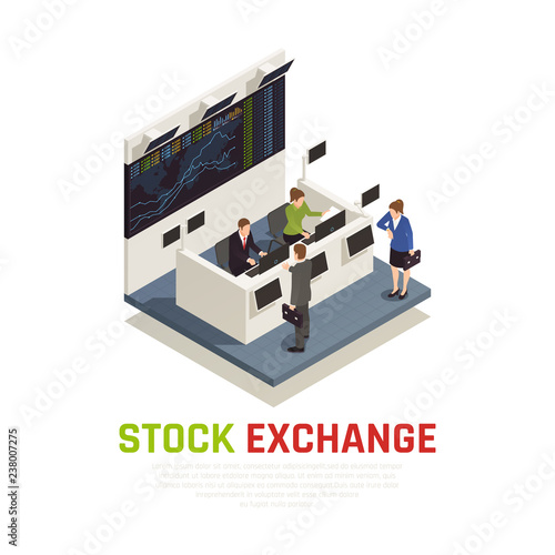 Investing Funds Stocks Isometric Composition