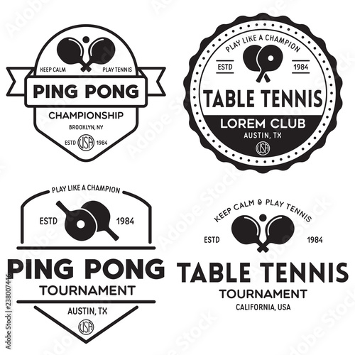 Printvector set of ping pong logos, emblems and design elements. table tennis logotype templates and badges.