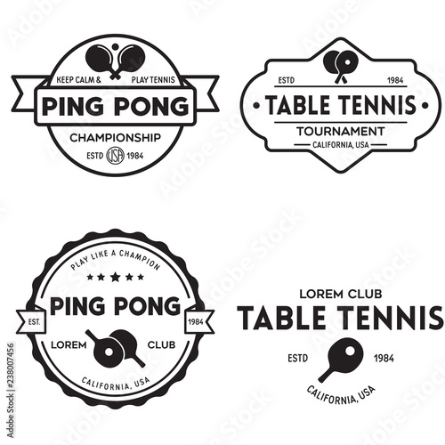 Printvector set of ping pong logos, emblems and design elements. table tennis logotype templates and badges.