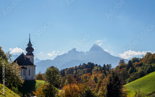 view Watzmann mountain with Maria Gern church