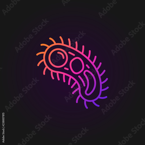 Pathogen vector colored icon or design element in outline style on dark background