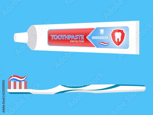 Toothbrush and toothpaste Icon Illustration Vector