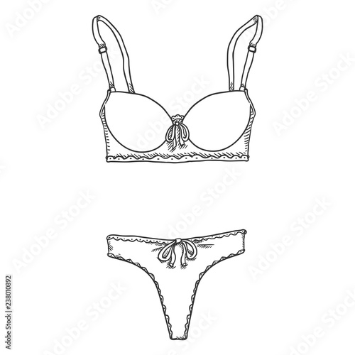 Vector Sketch Women Lingerie. Female Underwear.