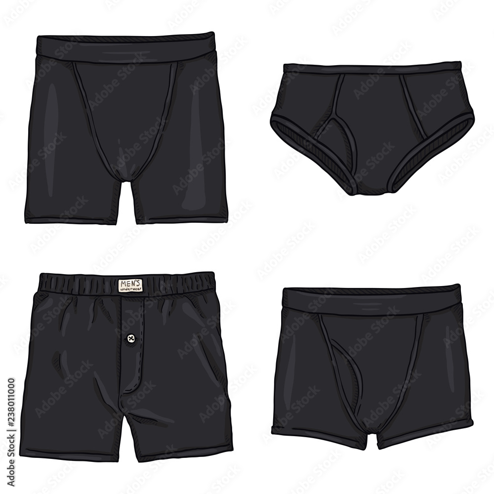 Vector Set of Cartoon Black Mens Pants. Male Underwear. Stock Vector |  Adobe Stock