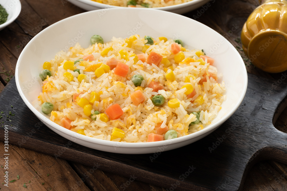 Fried rice in white plate Fried rice in white plate