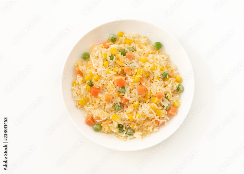 Fried rice in white plate on isolated Fried rice in white plate on isolated