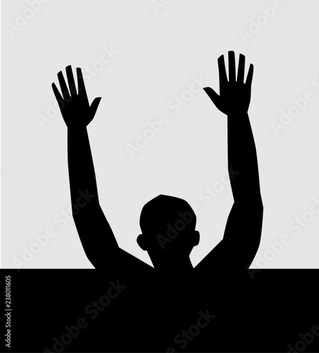 silhouette of a drowning adult man vector