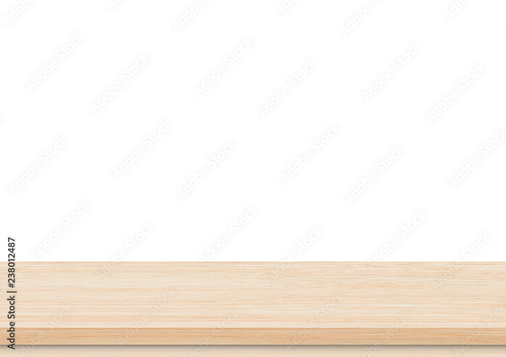 Empty brown wood table top isolated on white background Empty brown wood table top isolated on white background